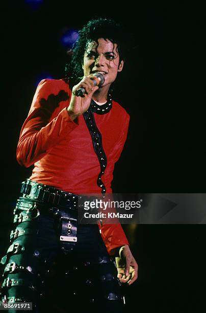 Michael Jackson performs in concert circa 1987.