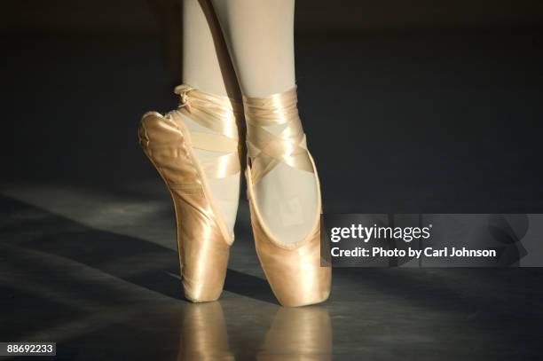 pointe shoes in golden hour light - pointe stock pictures, royalty-free photos & images