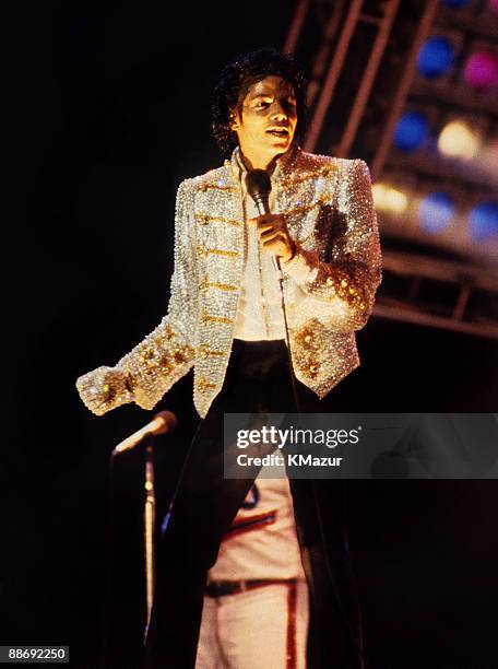 Michael Jackson performs in concert circa 1983.