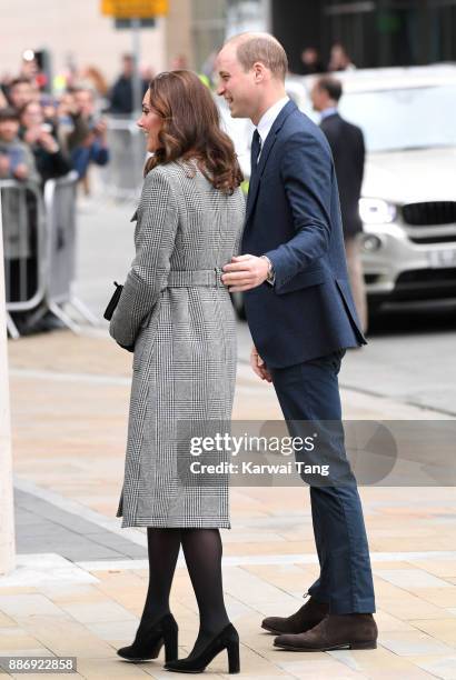 Catherine, Duchess Of Cambridge and Prince William, Duke of Cambridge attend a 'Stepping Out' session at Media City on December 6, 2017 in...