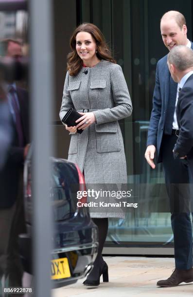 Catherine, Duchess Of Cambridge and Prince William, Duke of Cambridge attend a 'Stepping Out' session at Media City on December 6, 2017 in...