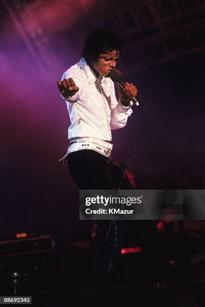 Michael Jackson performs in concert circa 1983.