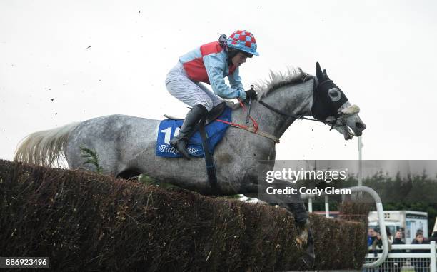 Fairyhouse , Ireland - 3 December 2017; Carrigeen Acebo, with EA Lalor up, over the last in the Bar One Racing Porterstown Handicap Steeplechase in...