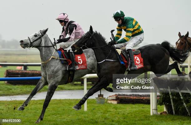 Fairyhouse , Ireland - 3 December 2017; Makitorix, with Paul Townend up, left, and Early Doors, with Mark Walsh up, run in the Bar One Racing Royal...