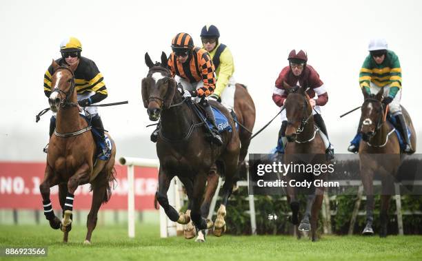 Fairyhouse , Ireland - 3 December 2017; Runners and riders, from left, Vanderbilt, with Denis Hogan up, Randalls Ur Poet, with Mark Bolger up,...