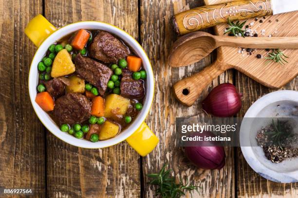 traditional british dishes. beef and vegetable stew - food staple stock pictures, royalty-free photos & images