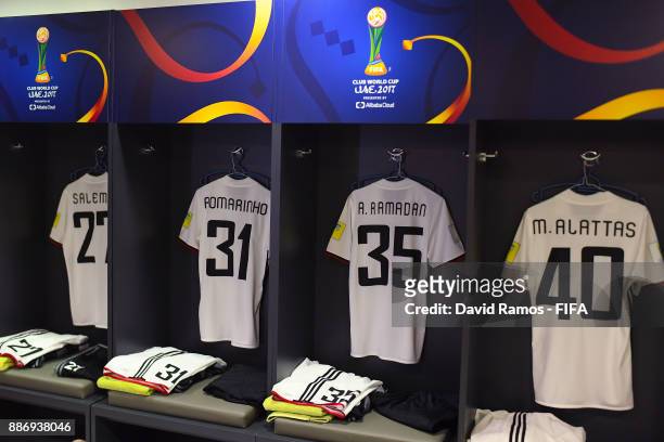 General view of the Al Jazia dressing room ahead of the FIFA Club World Cup UAE 2017 first round match between Al Jazira and Auckland City FC at...