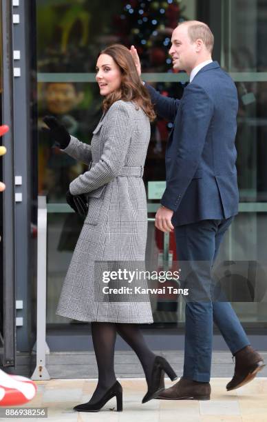 Catherine, Duchess Of Cambridge and Prince William, Duke of Cambridge attend a 'Stepping Out' session at Media City on December 6, 2017 in...