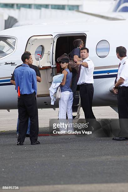 Actress Eva Longoria Parker arrives at Luis Munoz Marin International Airport on June 18, 2009 in San Juan, Puerto Rico.