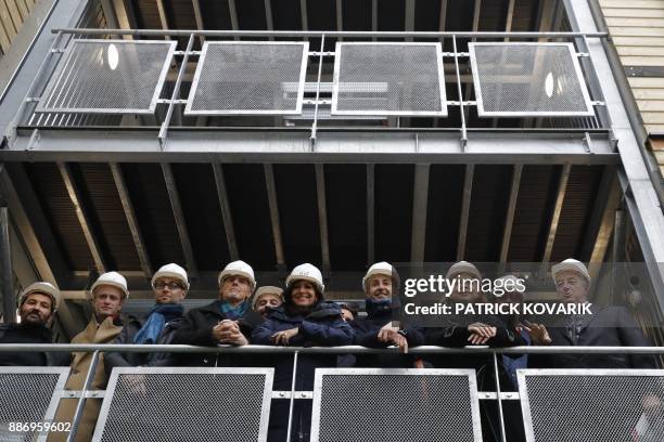 Paris mayor Anne Hidalgo , deputy-mayor in charge of housing Ian Brossat and mayor of Paris' 12th arrondissement Catherine Baratti-Elbaz visit a new...