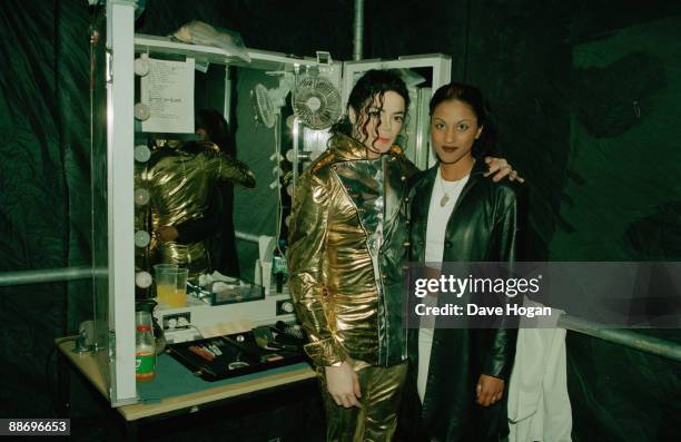 American singer Michael Jackson backstage in Bremen during the HIStory World Tour, 1997.