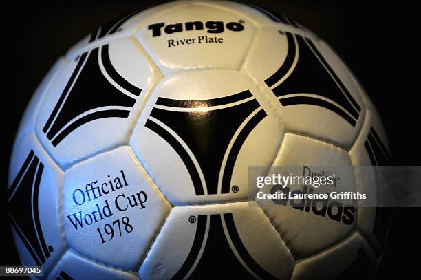 The official match ball for the 1978 World Cup during a Press Conference at The Sandton Convention Centre on June 26, 2009 in Johannesburg, South...