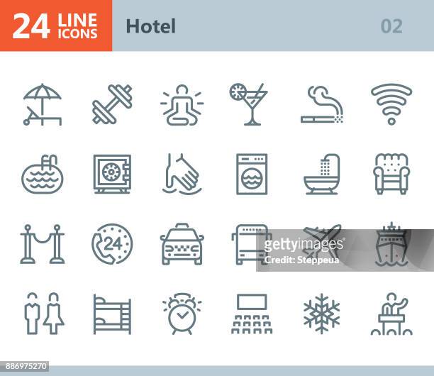 illustrations, cliparts, dessins animés et icônes de hôtel - icônes vectorielles ligne - machine à laver