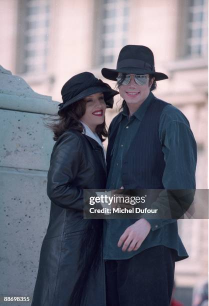 Michael Jackson and wife Lisa Marie Presley in 1995 at Versailles, France.