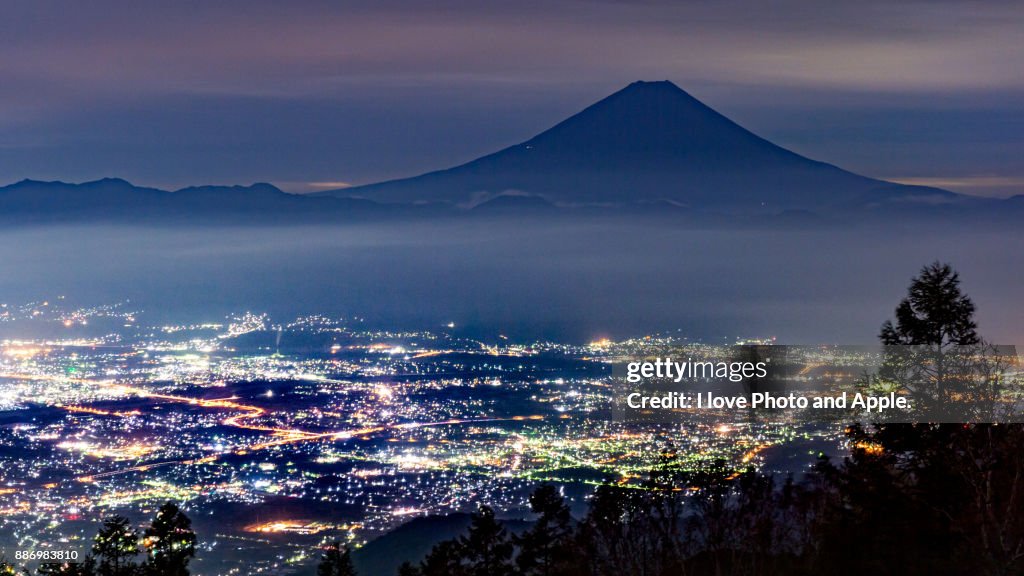 Fuji night view from Mt.Amari