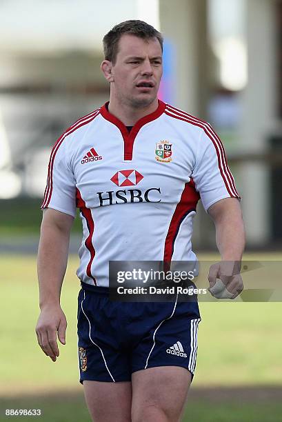 Matthew Rees, the Lions hooker looks on during the British and Irish Lions training session at Bishops School on June 25, 2009 in Cape Town, South...