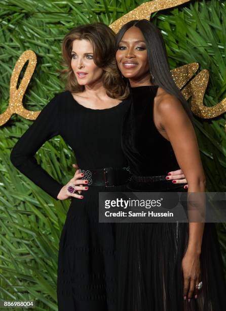 Stephanie Seymour and Naomi Campbell attend The Fashion Awards 2017 in partnership with Swarovski at Royal Albert Hall on December 4, 2017 in London,...