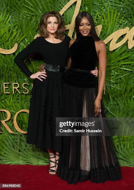 Stephanie Seymour and Naomi Campbell attend The Fashion Awards 2017 in partnership with Swarovski at Royal Albert Hall on December 4, 2017 in London,...