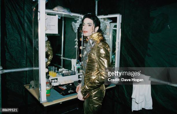 American singer Michael Jackson backstage in Bremen during the HIStory World Tour, 1997.