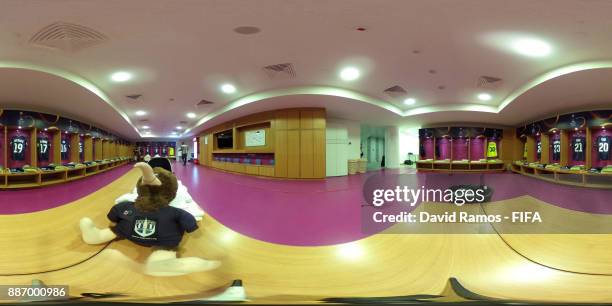 The Auckland City FC dressing room ahead of the FIFA Club World Cup UAE 2017 play off match between Al Jazira and Auckland City FC at on December 6,...