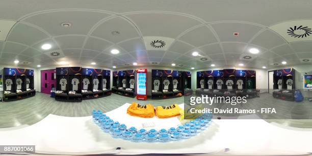 The Al Jazira dressing room ahead of the FIFA Club World Cup UAE 2017 play off match between Al Jazira and Auckland City FC at on December 6, 2017 in...