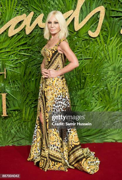 Donatella Versace attends The Fashion Awards 2017 in partnership with Swarovski at Royal Albert Hall on December 4, 2017 in London, England.