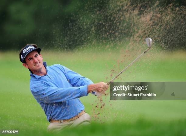 Gonzalo Fernandez - Castano of Spain plays his approach shot on the 14th hole during the second round of The BMW International Open Golf at The...