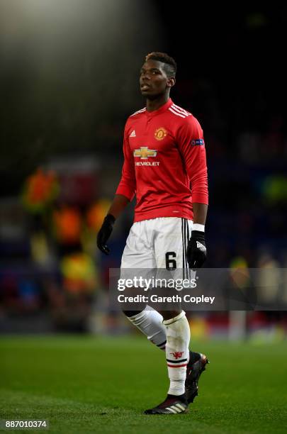 Paul Pogba of Manchester United during the UEFA Champions League group A match between Manchester United and CSKA Moskva at Old Trafford on December...