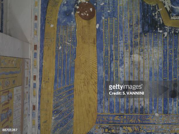 Egypt, Thebes - Luxor - Valley of the Kings - Tomb of Ramses IV - Funerary room, detail of the frescoed ceiling representing Goddess Nut - -