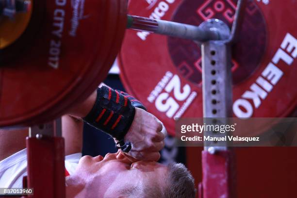 Slawomir Zsymanski of Poland concentrates during the Men's Up to 49Kg Group A Category as part of day 3 of the World Para Powerlifting Championship...