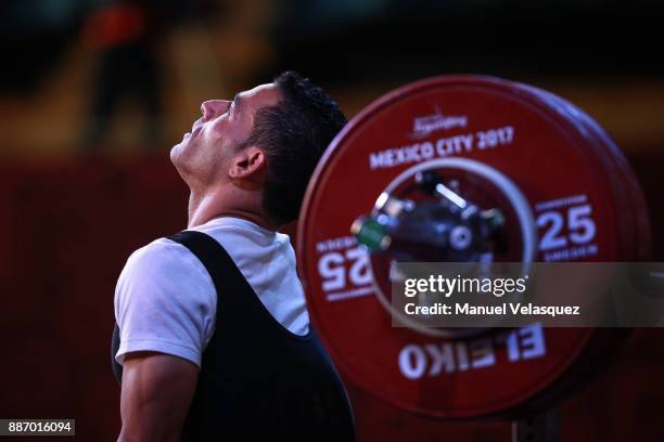 Hadj Beyour of Algeria concentrates before the Men's Up to 49Kg Group A Category his competition as part of day 3 of the World Para Powerlifting...