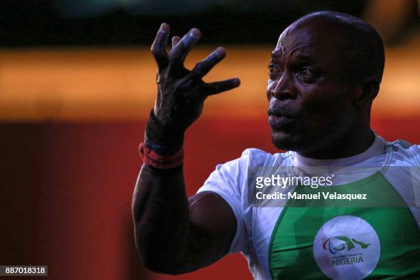 Yakubu Adesokan of Nigeria reacts during the Men's Up to 49Kg Group A Category as part of day 3 of the World Para Powerlifting Championship Mexico...