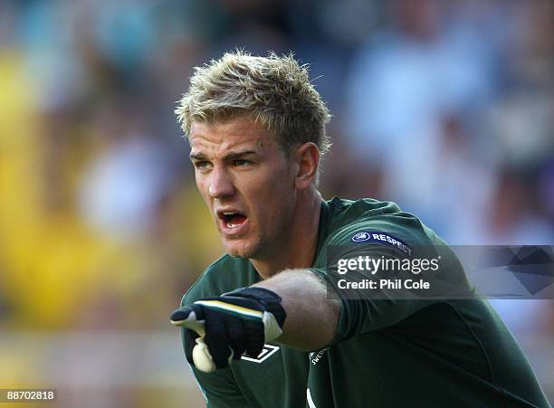 Joe Hart of England during the UEFA U21 European Championships Semi-Final match between England and Sweden at the Gamia Ullevi on June 26, 2009 in...