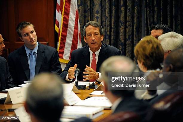 South Carolina Gov. Mark Sanford convenes his Cabinet for a special meeting in the Governor's Conference Room in the Wade Hampton Building at the...