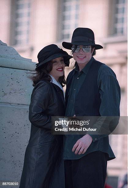 Michael Jackson and wife Lisa Marie Presley in 1995 at Versailles, France.