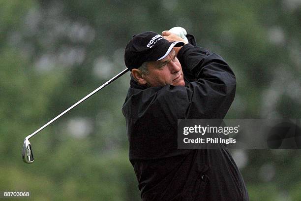 David J Russell of England in action during the second round of the De Vere Collection PGA Seniors Championship played at The Hunting Course, De Vere...