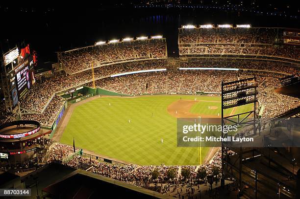 Aerial view during the baseball game between the Boston Red Sox and the Washington Nationals on June 23, 2009 at Nationals Park in Washington D.C.