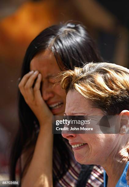 Fans of Michael Jackson, Niki Yan , and Lois Weiss weep while passing Jackson's star on the Walk of Fame on June 26 a day after his death in Los...