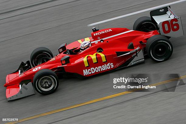 Robert Doornbos drives the McDonald's Newman Haas Lanigan Racing Dallara Honda during practice for the IRL Indycar Series SunTrust Indy Challenge on...