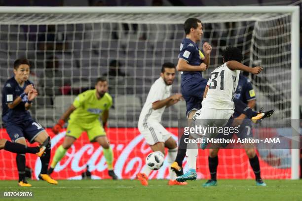 Romarinho of Al Jazira scores a goal to make the score 1-0 during the FIFA Club World Cup UAE 2017 play off match between Al Jazira and Auckland City...