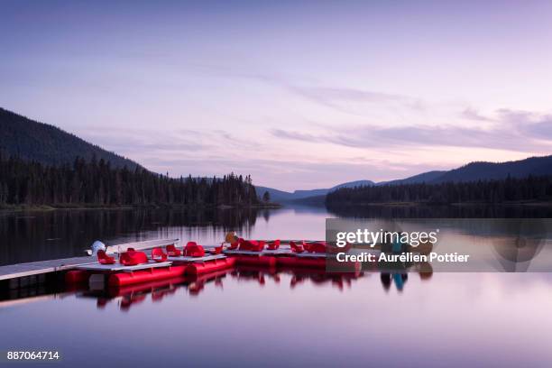 lac cascapédia, one evening on the pier - gaspe peninsula stock pictures, royalty-free photos & images