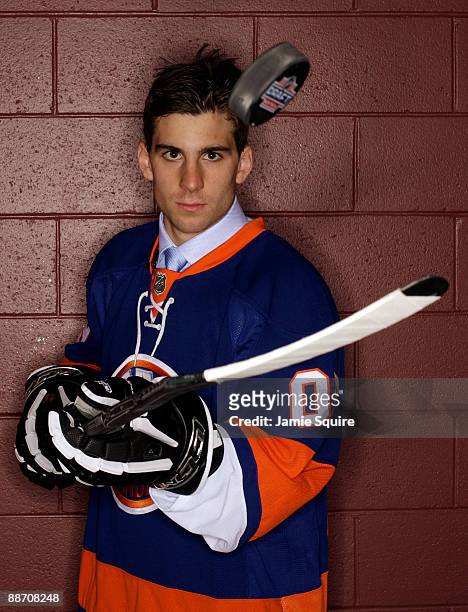 John Tavares poses for a portrait after being picked number one overall in the 2009 NHL Entry Draft by the New York Islander at the Bell Centre on...