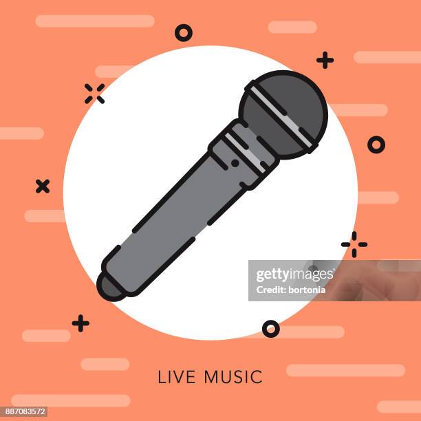 microphone open outline music & entertainment icon - karaoke microphone clip art stock illustrations
