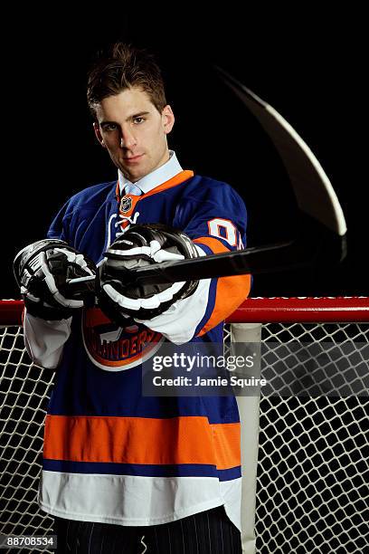 John Tavares poses for a portrait after being picked number one overall in the 2009 NHL Entry Draft by the New York Islander at the Bell Centre on...