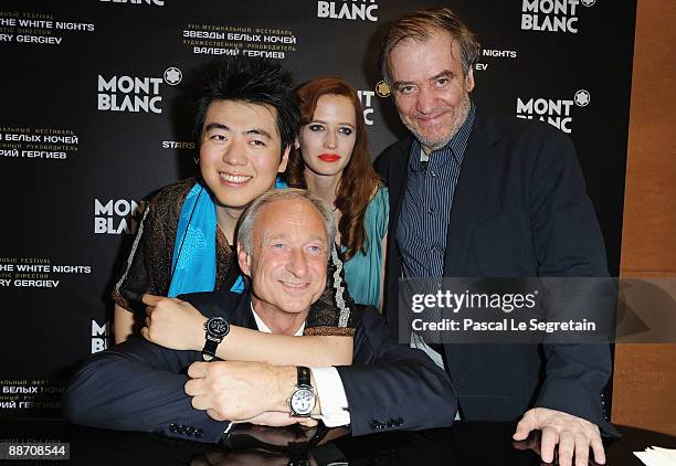 Lang Lang, Brand Ambassador and Chairman of the Montblanc Cultural Foundation, Eva Green, conductor Valery Gergiev and Lutz Bethge , CEO of Montblanc...