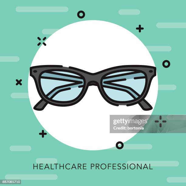 glasses open outline healthcare & medicine icon - round eyeglasses clip art stock illustrations