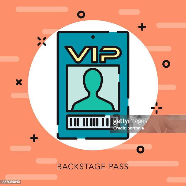 ilustraciones, imágenes clip art, dibujos animados e iconos de stock de pase vip de contorno abierto música & entretenimiento icono - security pass