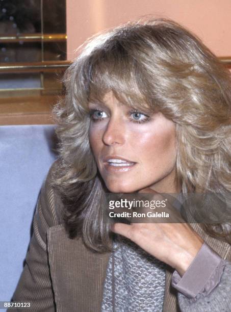 Actress Farrah Fawcett attends the Party to Celebrate New Contract with Richard Barrie for Faberge's New Beauty Line on October 6, 1977 at La...