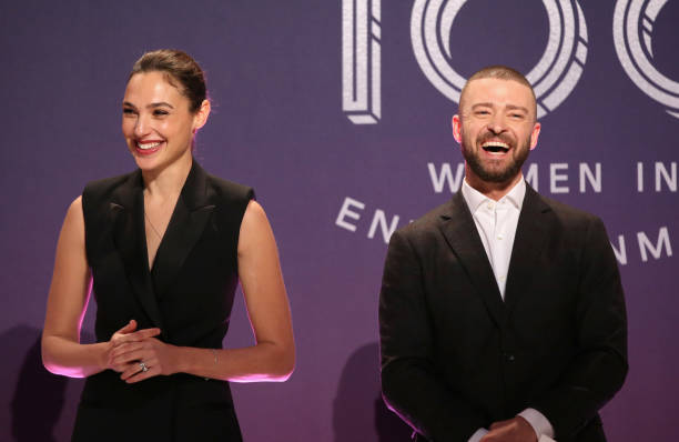 Gal Gadot and Justin Timberlake speak onstage at The Hollywood Reporter's 2017 Women In Entertainment Breakfast at Milk Studios on December 6, 2017...