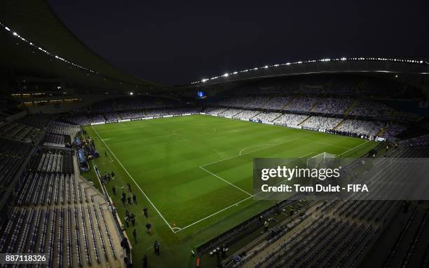 General view of the stadium during the FIFA Club World Cup UAE 2017 match between Al Jazira and Auckland City FC at Hazza bin Zayed Stadium on...